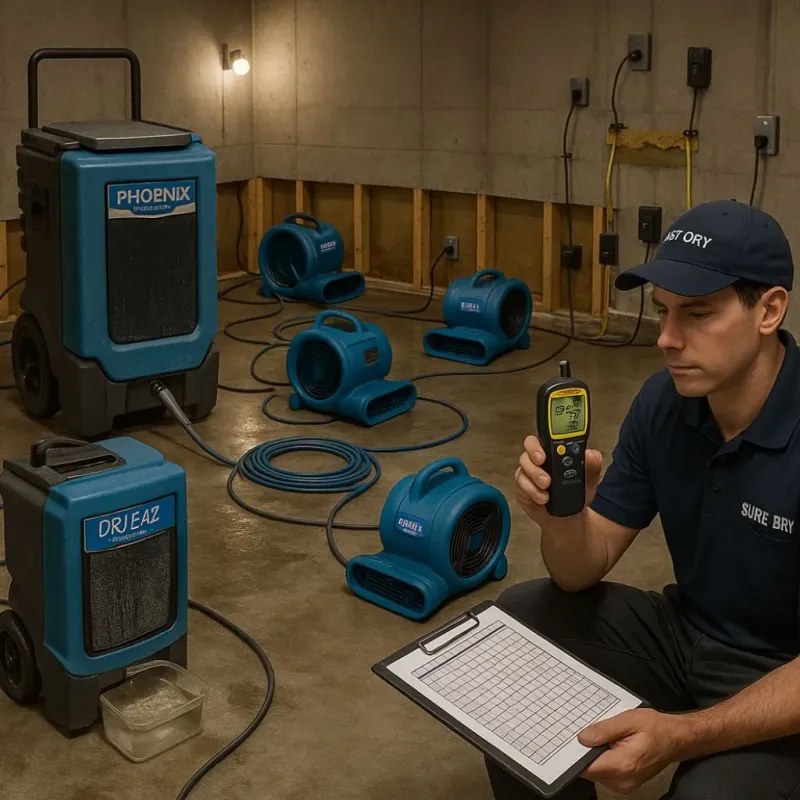 Structural Drying and Dehumidification process in Augusta, KY
